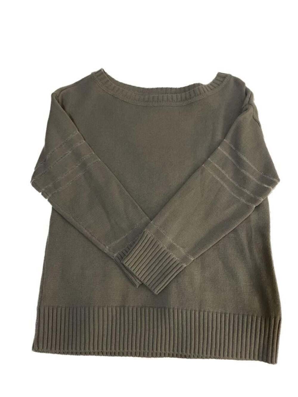 Evolution by Cyrus Green Crewneck Sweater with Mesh Stripe Sleeves